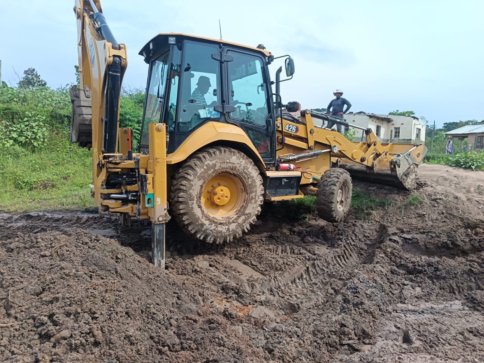 TLB excavator on site, earthworks and site preparation
