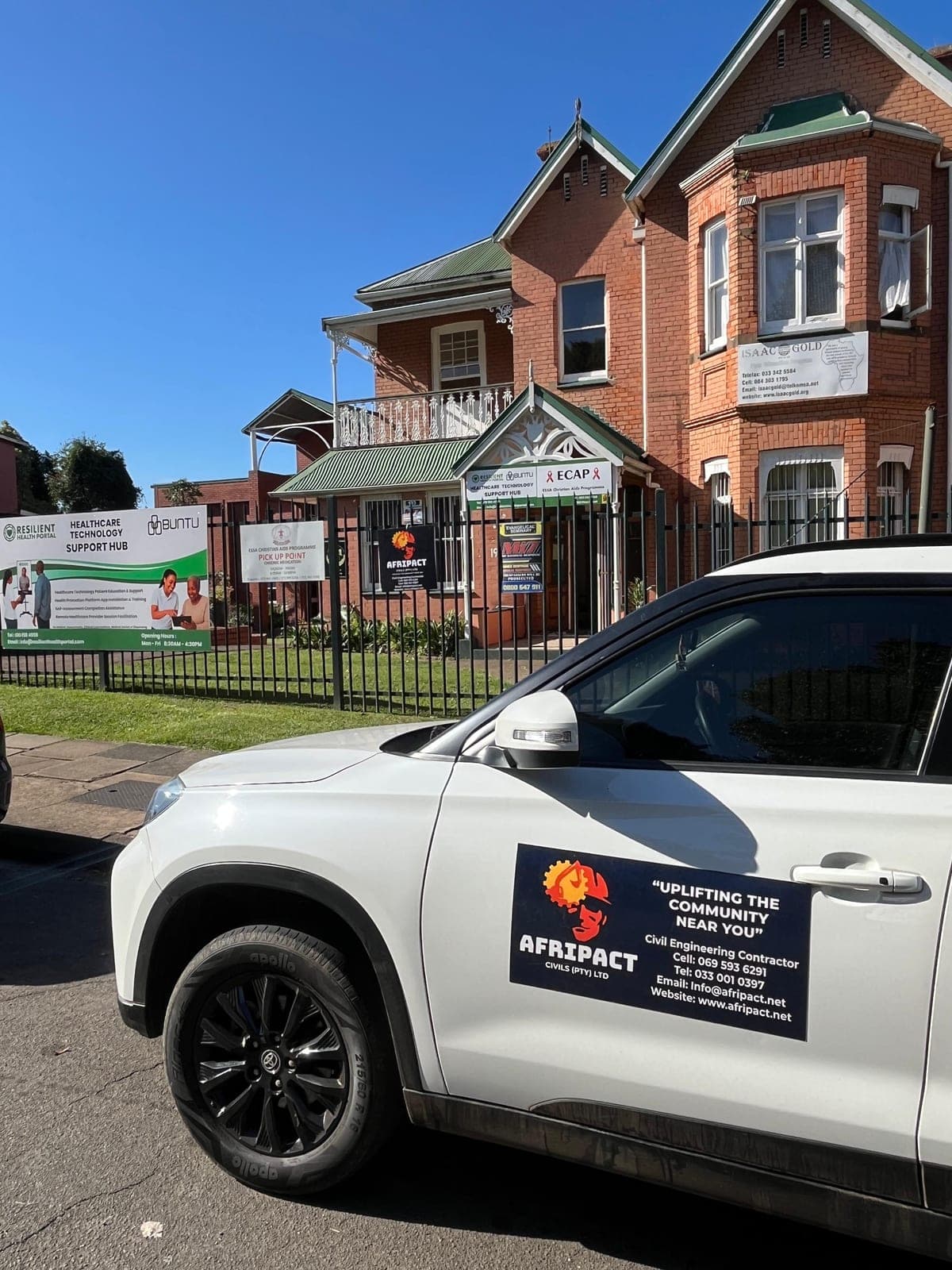 Afripact Civils branded site vehicle